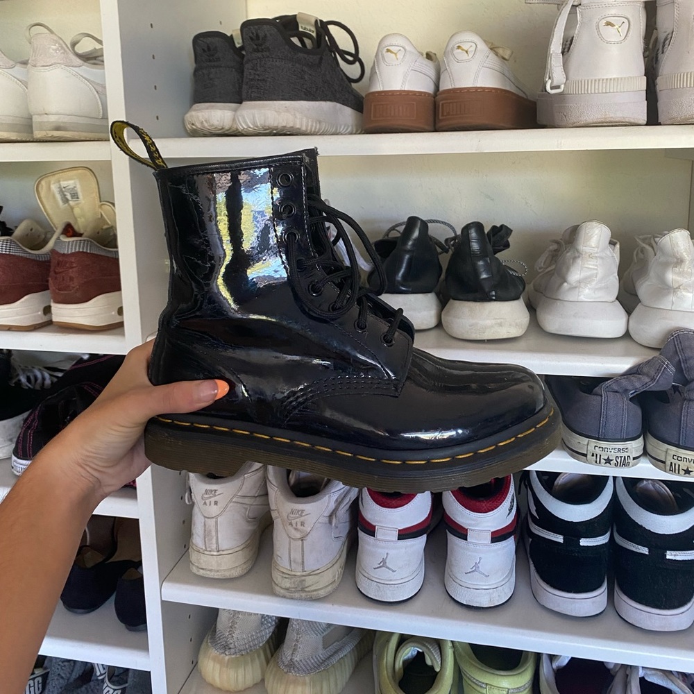 Dr Marten black shinny boot